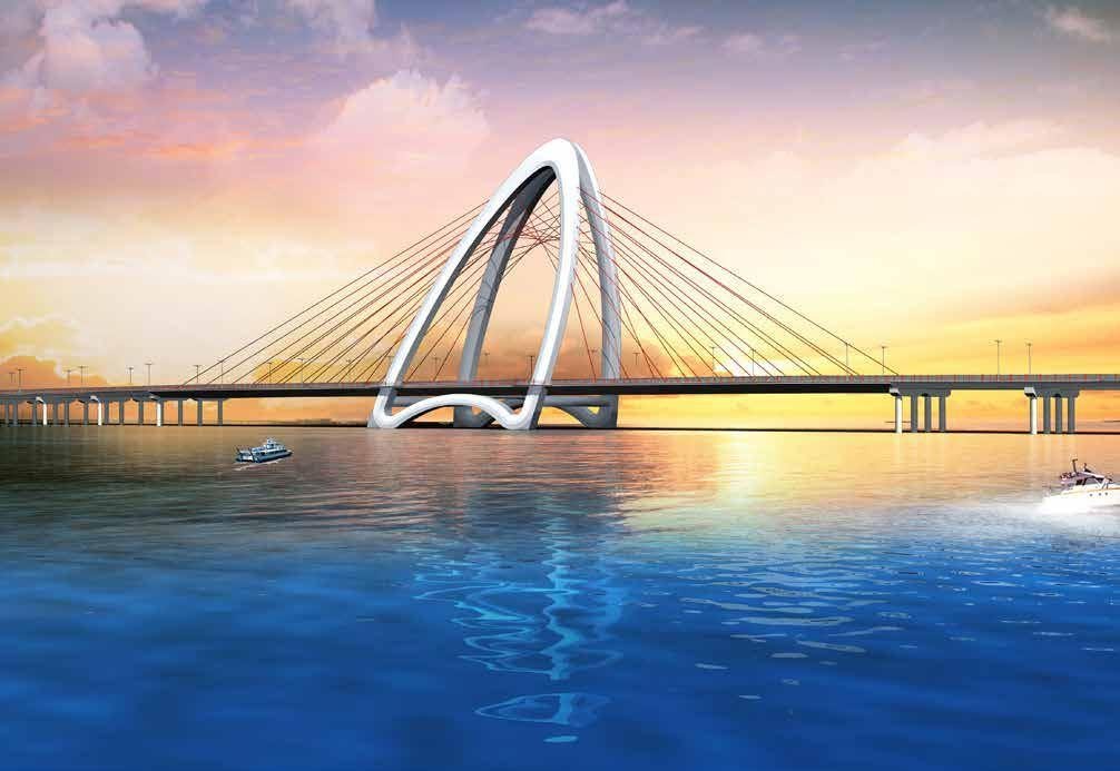 Puente atirantado al atardecer